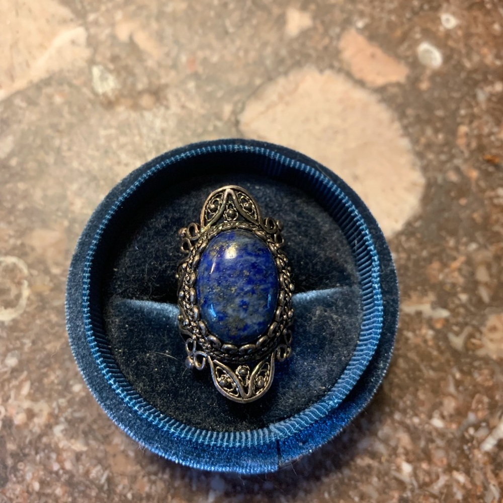 real lapis lazuli gemstone real sterling silver ring